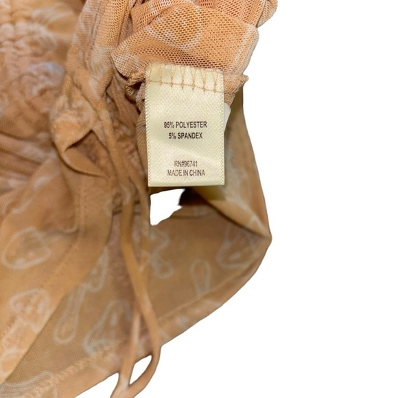 Self Esteem Peach Orange Mushroom Sheer Adjustable Long Sleeve Top Women’s S - Picture 7 of 11